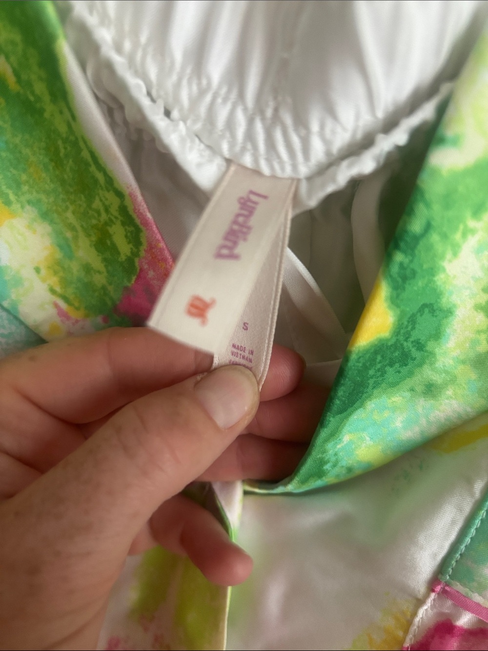 NWT Lyrebird from Anthro Silky Watercolor Pajama Set in Green, Pink & Yellow - Picture 5 of 11